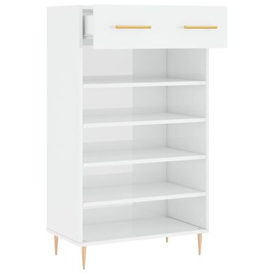 vidaXL Scarpiera Bianco Lucido 60x35x105 cm in Legno Multistrato