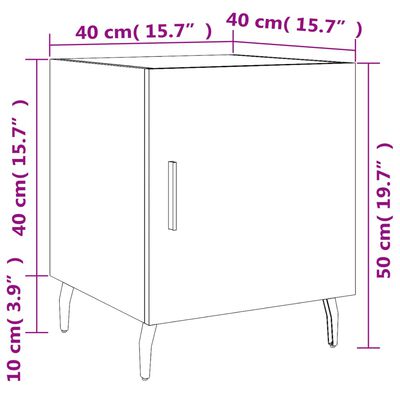 vidaXL Comodino Grigio Sonoma 40x40x50 cm in Legno Multistrato