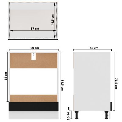 vidaXL Mobile per Forno Nero 60x46x81,5 cm in Legno Multistrato