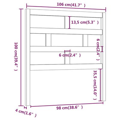 vidaXL Testiera per Letto 106x4x100 cm in Legno Massello di Pino