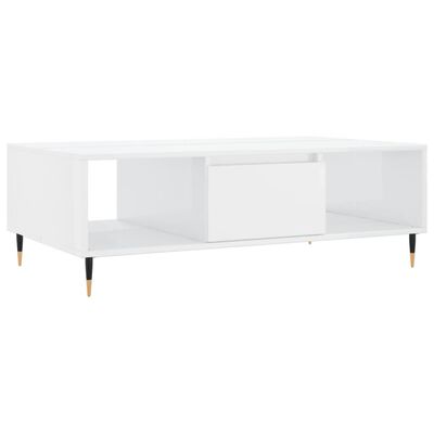 vidaXL Tavolino da Salotto Bianco Lucido 104x60x35cm Legno Multistrato