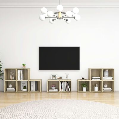 vidaXL Set Mobile TV 8 pz Rovere Sonoma in Legno Multistrato