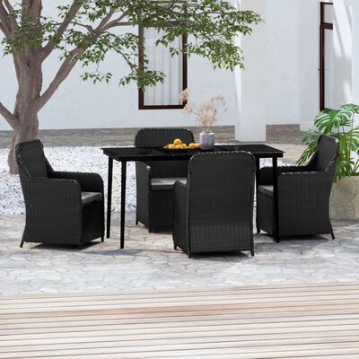 vidaXL Set da Pranzo per Giardino 5 pz con Cuscini Nero