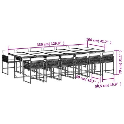 vidaXL Set da Pranzo da Giardino 13pz con Cuscini Grigio in Polyrattan