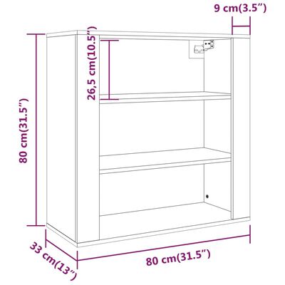 vidaXL Armadietto a Muro Rovere Sonoma 80x33x80 cm Legno Multistrato