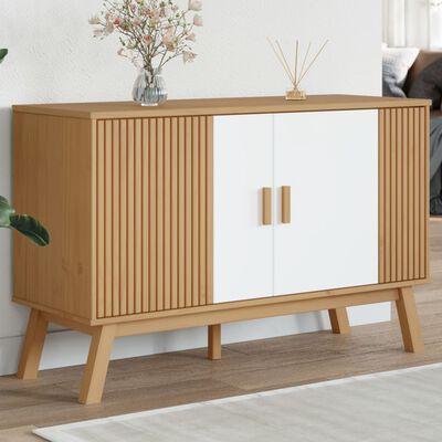 vidaXL Credenza OLDEN Bianca e Marrone 114x43x73,5 cm Massello di Pino