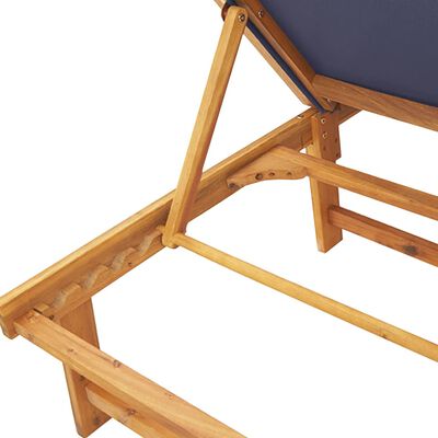 vidaXL Lettini Prendisole 2 pz con Tavolo Blu Legno Acacia e Textilene