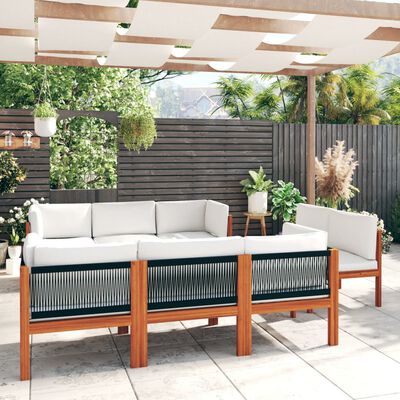 vidaXL Set Divani da Giardino 9 pz con Cuscini Crema Massello Acacia