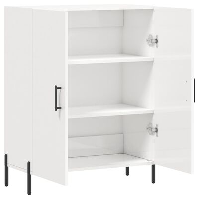 vidaXL Credenza 69,5x34x90 cm in Legno Multistrato Bianco Lucido