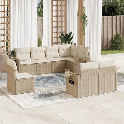 vidaXL Set Divano da Giardino 8 pz con Cuscini Beige in Polyrattan