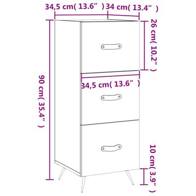 vidaXL Credenza Rovere Fumo 34,5x34x90 cm in Legno Multistrato