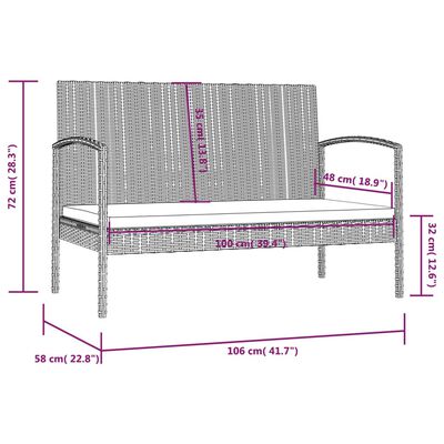 vidaXL Set Divani da Giardino 16 pz con Cuscini in Polyrattan Nero