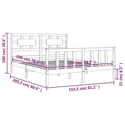 vidaXL Giroletto con Testiera ambra King Size in Legno Massello