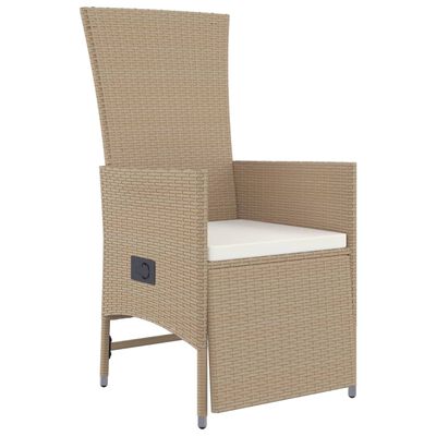 vidaXL Set da Pranzo da Giardino 3 pz con Cuscini Beige in Polyrattan