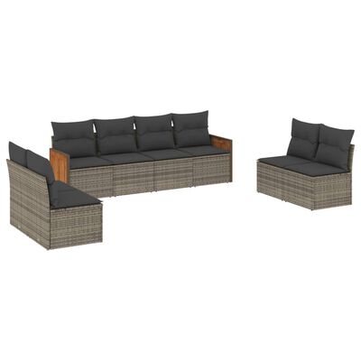 vidaXL Set Divano da Giardino 8 pz con Cuscini Grigio in Polyrattan