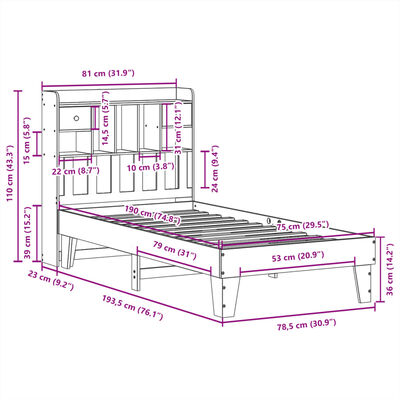 vidaXL Letto senza Materasso Marrone Cera 75x190 cm in Legno di Pino