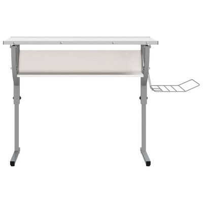 vidaXL Scrivania Bianca Grigia 110x53x(58-87) cm Multistrato e Acciaio