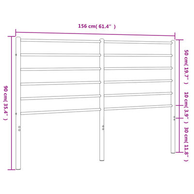 vidaXL Testiera in Metallo Bianco 150 cm