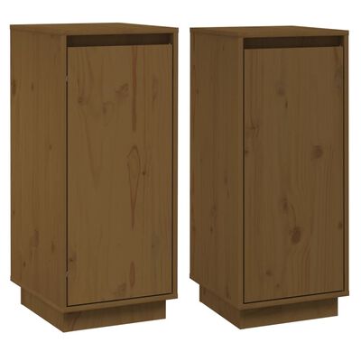 vidaXL Credenze 2 pz Ambra 31,5x34x75 cm in Legno Massello di Pino