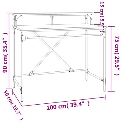 vidaXL Scrivania Nera 100x50x90 cm in Legno Multistrato e Ferro