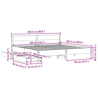 vidaXL Giroletto senza Materasso Bianco 200x200 cm Legno Massello Pino