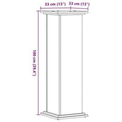 vidaXL Supporto per Piante Rovere Sonoma 33x33x100cm Legno Multistrato