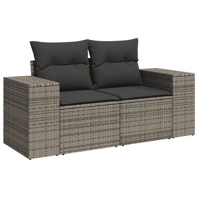 vidaXL Set Divani da Giardino 7 pz con Cuscini Grigio in Polyrattan