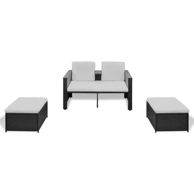 vidaXL Set Divani da Giardino 4 pz con Cuscini in Polyrattan Nero