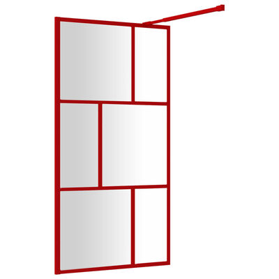 vidaXL Parete per Doccia Walk-in Vetro Trasparente ESG 115x195cm Rossa