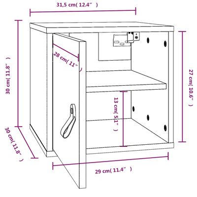 vidaXL Pensile Marrone ambra 31,5x30x30 cm in Legno Massello di Pino