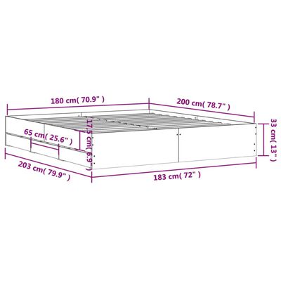 vidaXL Giroletto Cassetti Rovere Sonoma 180x200 cm Legno Multistrato