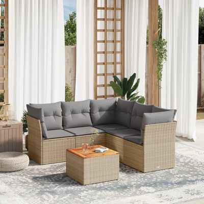 vidaXL Set Divano da Giardino 6 pz con Cuscini Beige Misto Polyrattan