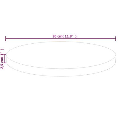 vidaXL Piano Tavolo Rotondo Ø30x2,5 cm Massello di Rovere Non Trattato