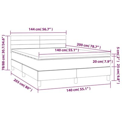 vidaXL Giroletto a Molle con Materasso Grigio Chiaro 140x200cm Tessuto