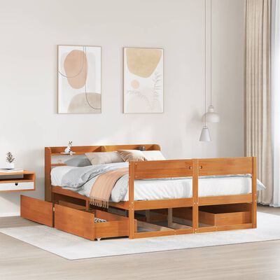 vidaXL Letto senza Materasso Marrone Cera 140x190 cm in Legno di Pino