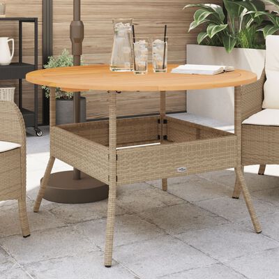 vidaXL Tavolo Giardino Piano Legno Acacia Beige Ø110x71 cm Polyrattan