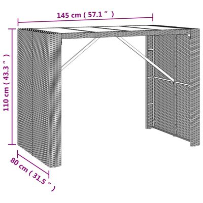 vidaXL Set Bar da Giardino 7 pz con Cuscini in Polyrattan Nero