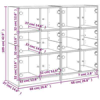 vidaXL Libreria con Ante Nera 136x37x109 cm in Legno Multistrato