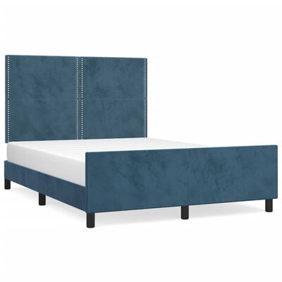 vidaXL Giroletto senza Materasso Blu Scuro 140x190 cm in Velluto