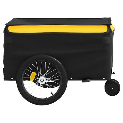 vidaXL Rimorchio da Bici Nero e Giallo 30 kg in Ferro