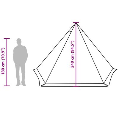 vidaXL Tenda Familiare Tipi per 6 Persone Grigia Impermeabile