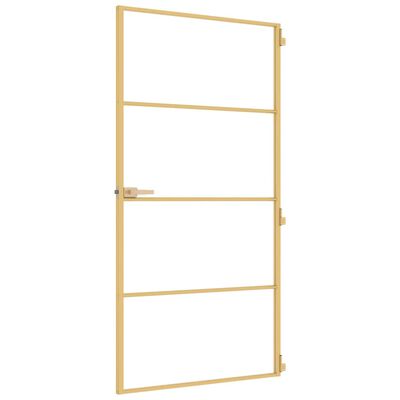 vidaXL Porta Interni Sottile Oro 102,5x201,5 Vetro Temperato Alluminio