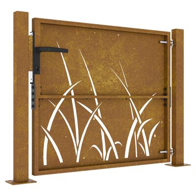 vidaXL Cancello da Giardino 105x105 cm in Acciaio Corten Design Erba