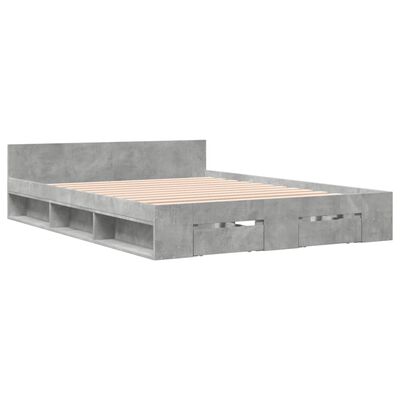 vidaXL Giroletto Cassetti Grigio Cemento 140x190 cm Legno Multistrato