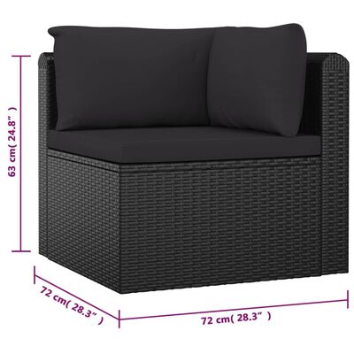 vidaXL Set Divani da Giardino 10 pz con Cuscini in Polyrattan Nero