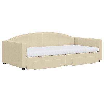 vidaXL Divano Letto Estraibile con Cassetti Crema 100x200cm in Tessuto