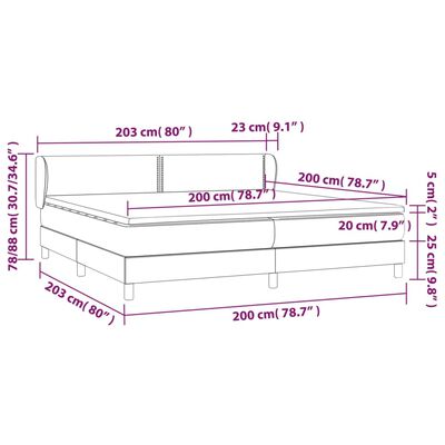 vidaXL Giroletto a Molle con Materasso Crema 200x200 cm in Tessuto