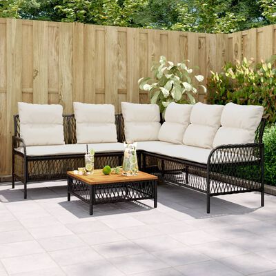 vidaXL Set Divani da Giardino 2 pz con Cuscini in Polyrattan Nero