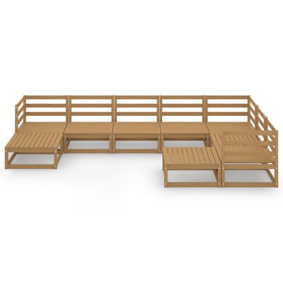 vidaXL Set Salotto da Giardino 9pz Marrone Ambra Legno Massello Pino