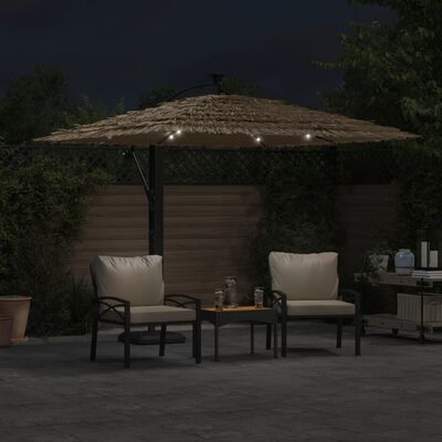 vidaXL Ombrellone Giardino LED e Palo in Acciaio Marrone 246x246x230cm